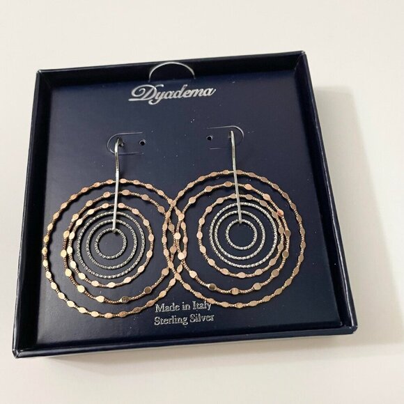 Dyadema Sterling Silver Dangle Circle Hoop Earrings - Picture 5 of 16